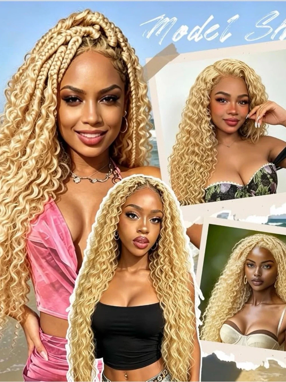 Dressmaker 18 inch Deep Wave Human Crochet HairExtensions – Golden Blonde